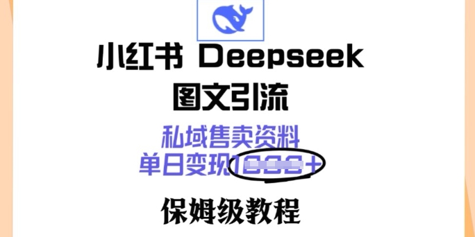 小红书Deepseek图文引流，私域售卖资料，单日变现多张，保姆级教程-坡途网络