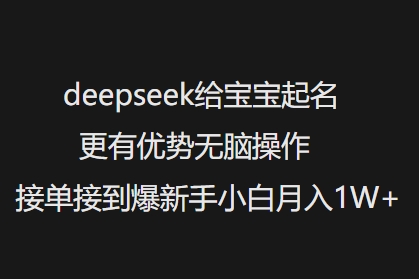 deepseek给宝宝起名更有优势无脑操作接单接到爆新手小白月入1W+-坡途网络