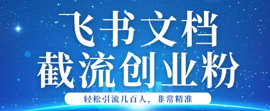 利用飞书文档截流创业粉轻松引流200+-坡途网络