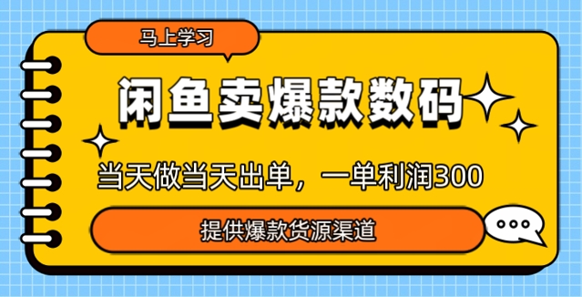 闲鱼卖爆款货源，当天做当天出单，一单利润3张-坡途网络