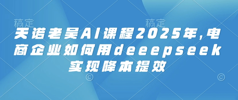 天诺老吴AI课程2025年，电商企业如何用deeepseek实现降本提效-坡途网络