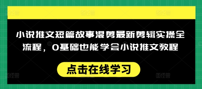 小说推文短篇故事混剪最新剪辑实操全流程，0基础也能学会小说推文教程，肯干多发日入多张-坡途网络