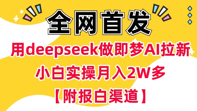 用deepseek做即梦Ai拉新 小白实操月入过W+【附报白渠道】-坡途网络